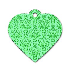 Victorian Paisley Green Dog Tag Heart (two Sides) by snowwhitegirl