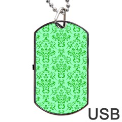 Victorian Paisley Green Dog Tag Usb Flash (two Sides) by snowwhitegirl