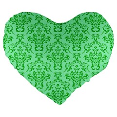 Victorian Paisley Green Large 19  Premium Heart Shape Cushions by snowwhitegirl