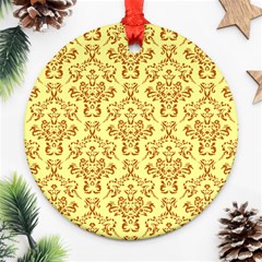 Victorian Paisley Yellow Ornament (round) by snowwhitegirl