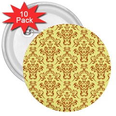 Victorian Paisley Yellow 3  Buttons (10 Pack)  by snowwhitegirl