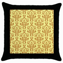 Victorian Paisley Yellow Throw Pillow Case (black) by snowwhitegirl