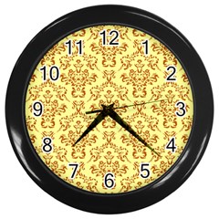 Victorian Paisley Yellow Wall Clock (black)