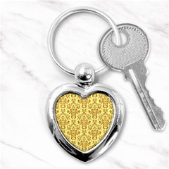 Victorian Paisley Yellow Key Chains (heart)  by snowwhitegirl