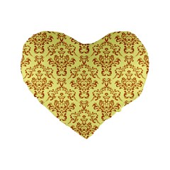 Victorian Paisley Yellow Standard 16  Premium Heart Shape Cushions by snowwhitegirl