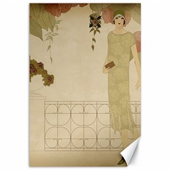 Flapper Lady Vintage Canvas 12  X 18  by snowwhitegirl