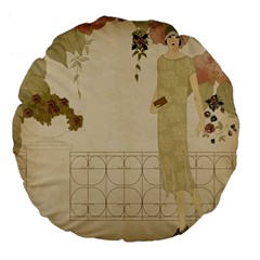 Flapper Lady Vintage Large 18  Premium Flano Round Cushions by snowwhitegirl