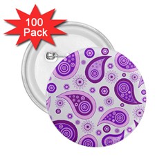 Retro Paisley Purple 2 25  Buttons (100 Pack)  by snowwhitegirl