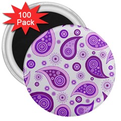 Retro Paisley Purple 3  Magnets (100 Pack) by snowwhitegirl