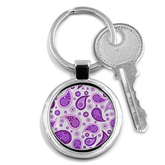 Retro Paisley Purple Key Chains (round)  by snowwhitegirl