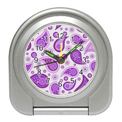 Retro Paisley Purple Travel Alarm Clock by snowwhitegirl