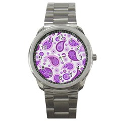 Retro Paisley Purple Sport Metal Watch by snowwhitegirl