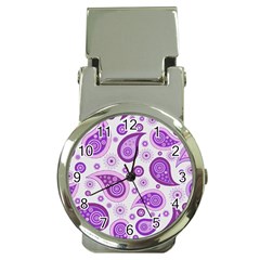 Retro Paisley Purple Money Clip Watches by snowwhitegirl