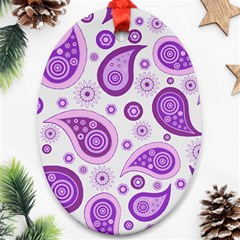 Retro Paisley Purple Oval Ornament (two Sides) by snowwhitegirl