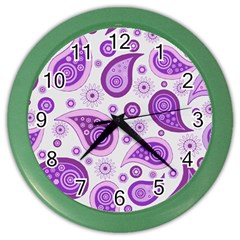 Retro Paisley Purple Color Wall Clock by snowwhitegirl