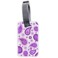 Retro Paisley Purple Luggage Tags (two Sides) by snowwhitegirl