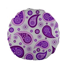 Retro Paisley Purple Standard 15  Premium Round Cushions by snowwhitegirl