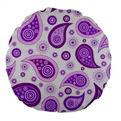 Retro Paisley Purple Large 18  Premium Round Cushions by snowwhitegirl