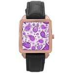 Retro Paisley Purple Rose Gold Leather Watch  Front