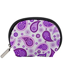 Retro Paisley Purple Accessory Pouch (small) by snowwhitegirl