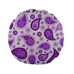 Retro Paisley Purple Standard 15  Premium Flano Round Cushions by snowwhitegirl