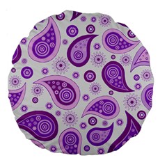 Retro Paisley Purple Large 18  Premium Flano Round Cushions by snowwhitegirl