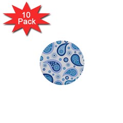 Retro Paisley Blue 1  Mini Buttons (10 Pack)  by snowwhitegirl