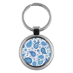 Retro Paisley Blue Key Chains (round)  by snowwhitegirl