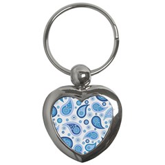 Retro Paisley Blue Key Chains (heart)  by snowwhitegirl