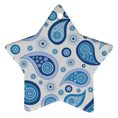 Retro Paisley Blue Star Ornament (two Sides)