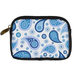 Retro Paisley Blue Digital Camera Leather Case by snowwhitegirl