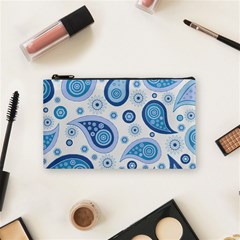 Retro Paisley Blue Cosmetic Bag (small) by snowwhitegirl