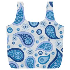 Retro Paisley Blue Full Print Recycle Bag (xl) by snowwhitegirl