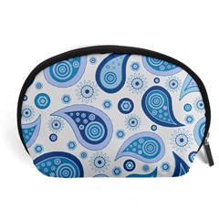 Retro Paisley Blue Accessory Pouch (large) by snowwhitegirl