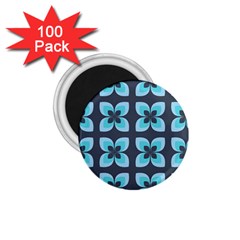 Retro Flower Blue 1 75  Magnets (100 Pack)  by snowwhitegirl