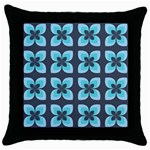 Retro Flower Blue Throw Pillow Case (Black) Front