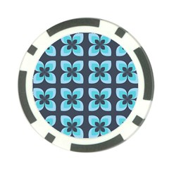 Retro Flower Blue Poker Chip Card Guard by snowwhitegirl