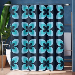 Retro Flower Blue Shower Curtain 60  X 72  (medium)  by snowwhitegirl