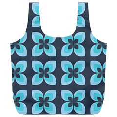 Retro Flower Blue Full Print Recycle Bag (xl) by snowwhitegirl