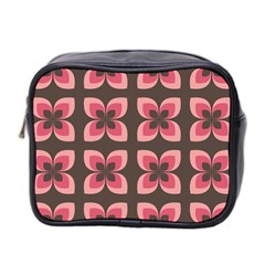 Retro Flower Pink Brown Mini Toiletries Bag (two Sides) by snowwhitegirl