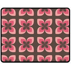 Retro Flower Pink Brown Fleece Blanket (medium)  by snowwhitegirl