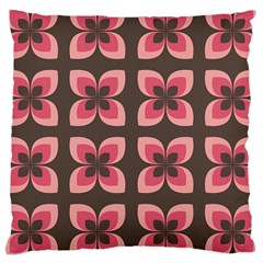 Retro Flower Pink Brown Large Cushion Case (one Side) by snowwhitegirl