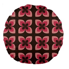 Retro Flower Pink Brown Large 18  Premium Round Cushions by snowwhitegirl