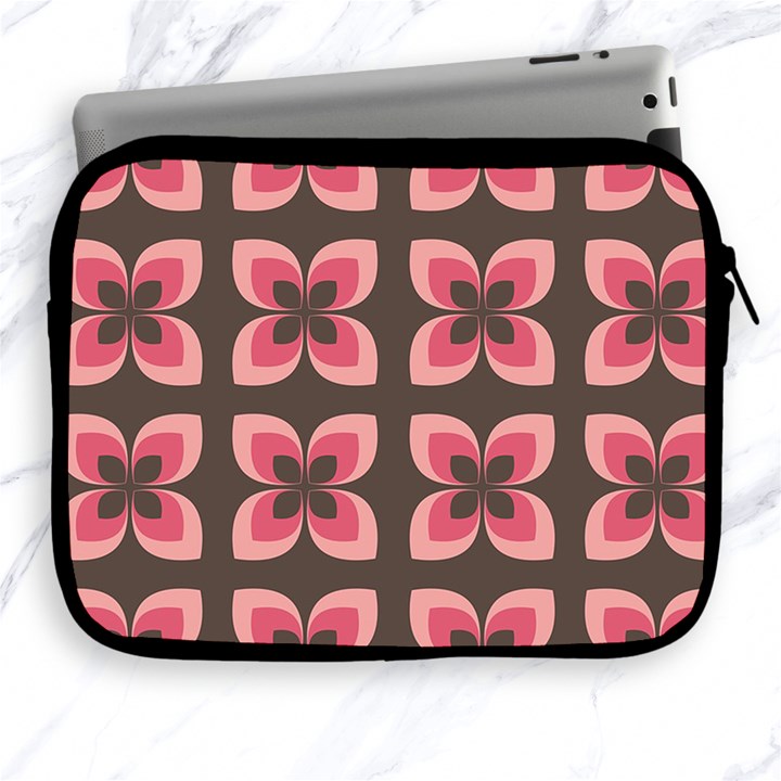 Retro Flower Pink Brown Apple iPad 2/3/4 Zipper Cases