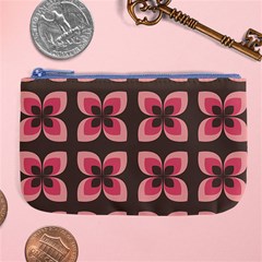 Retro Flower Pink Brown Large Coin Purse