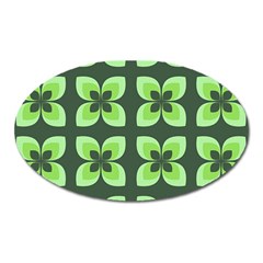 Retro Flower Green Oval Magnet by snowwhitegirl