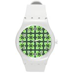 Retro Flower Green Round Plastic Sport Watch (M) Front