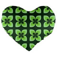 Retro Flower Green Large 19  Premium Heart Shape Cushions by snowwhitegirl