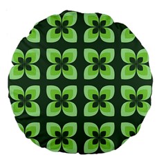 Retro Flower Green Large 18  Premium Flano Round Cushions by snowwhitegirl