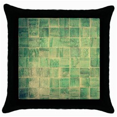 Abstract Green Tile Throw Pillow Case (black) by snowwhitegirl